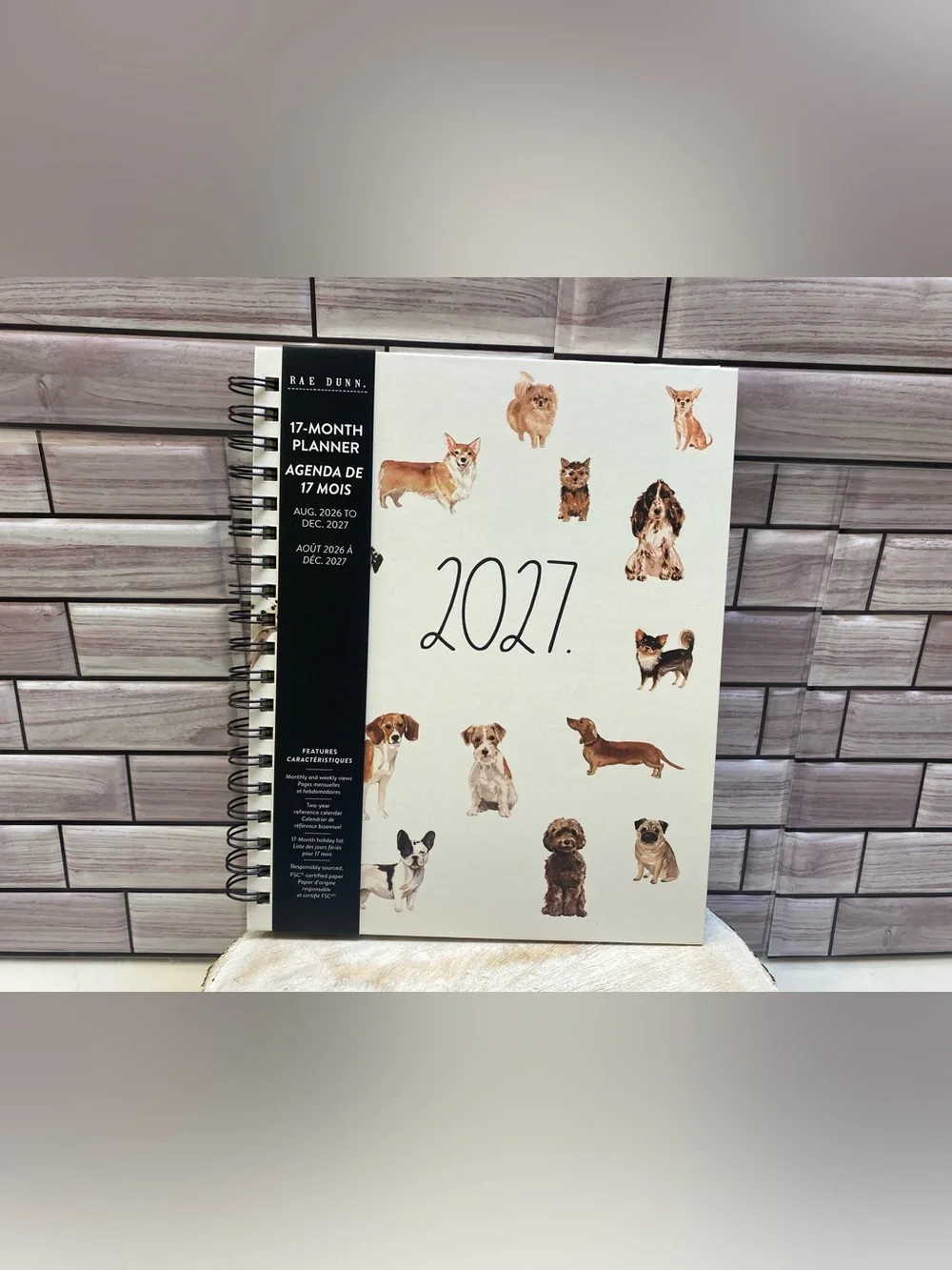 Rae Dunn❤️   “2027.”Dogs L size 17-month Planner NEW